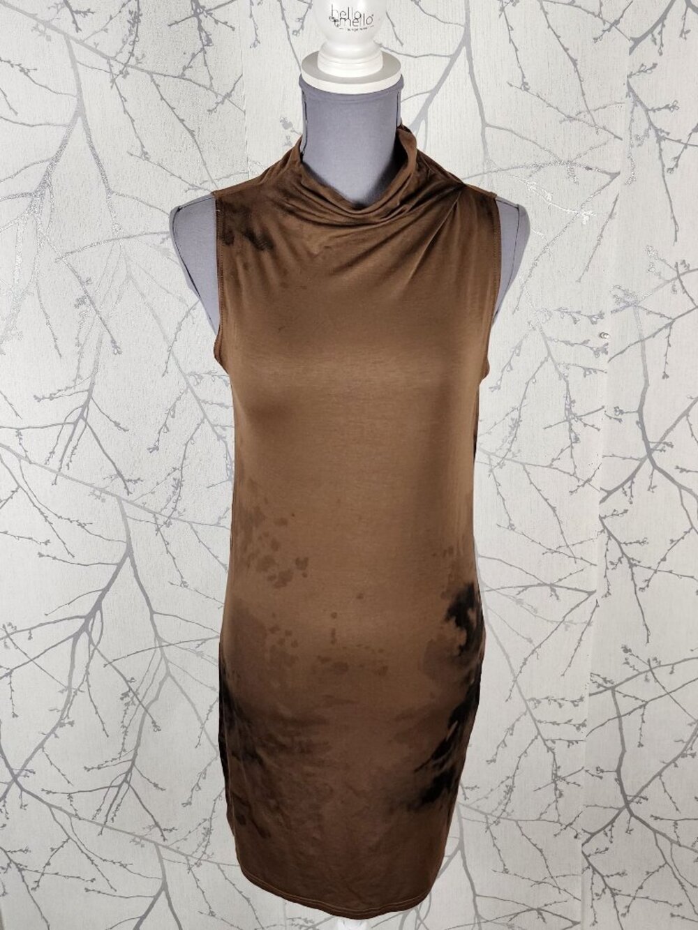 Sarah Pacini Tie Dye Modal Stretch Jersey Mockneck Dress